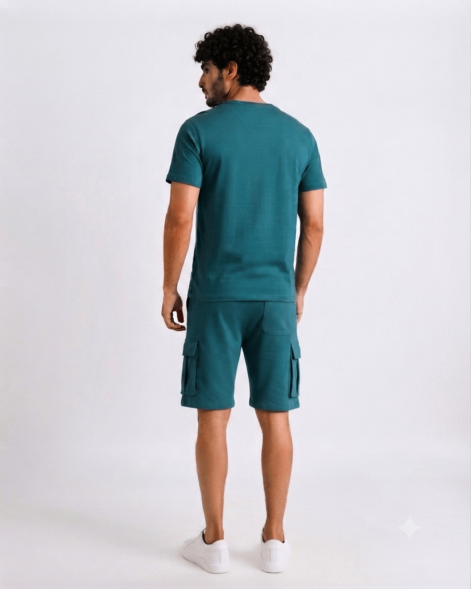 Men's 2-Piece Summer Loungewear Set - Red Cotton
