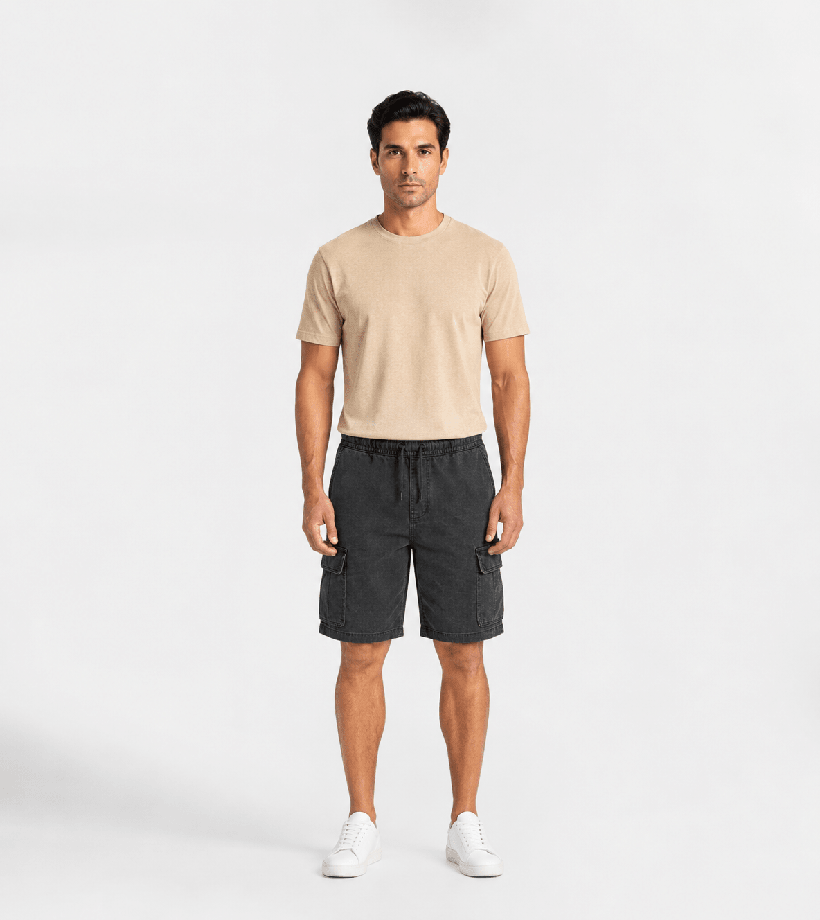 Men’s Black Linen Shorts - Red Cotton