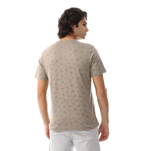 Men's Casual Jacquard T-Shirt - Everyday Comfort-Dark green - Red Cotton
