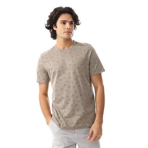 Men's Casual Jacquard T-Shirt - Everyday Comfort-Dark green - Red Cotton