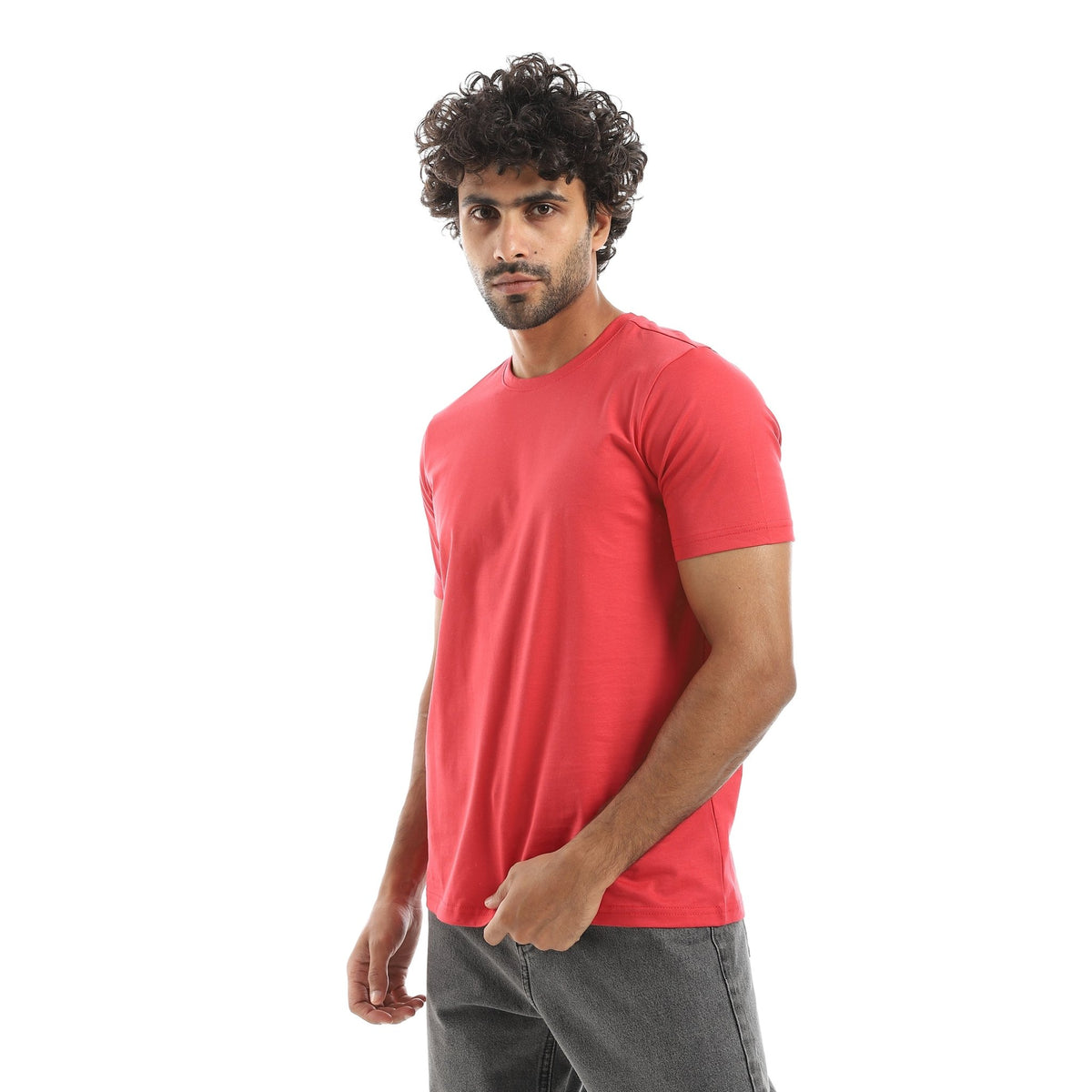 Men's Classic Crew Neck T-Shirt –Red - Red Cotton