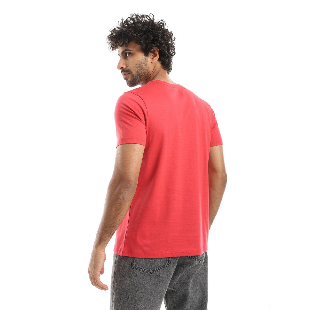 Men's Classic Crew Neck T-Shirt –Red - Red Cotton