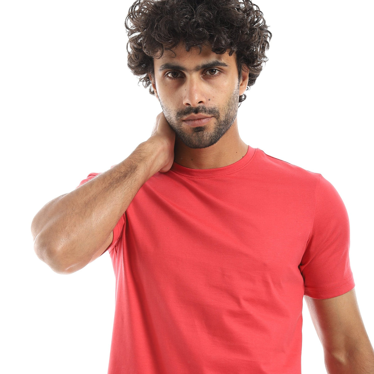 Men's Classic Crew Neck T-Shirt –Red - Red Cotton