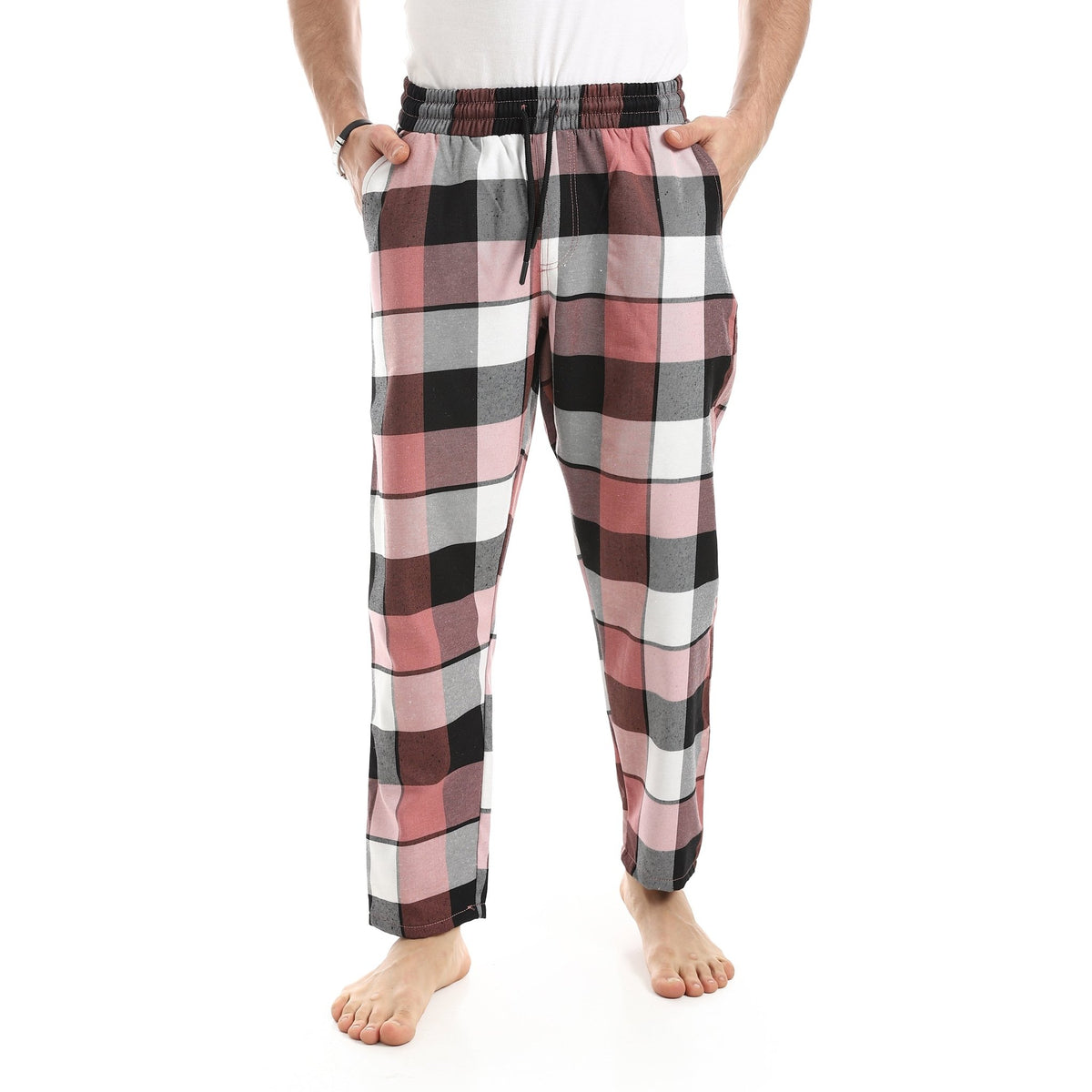 Men’s Classic Plaid Pajama Pants - Red Cotton