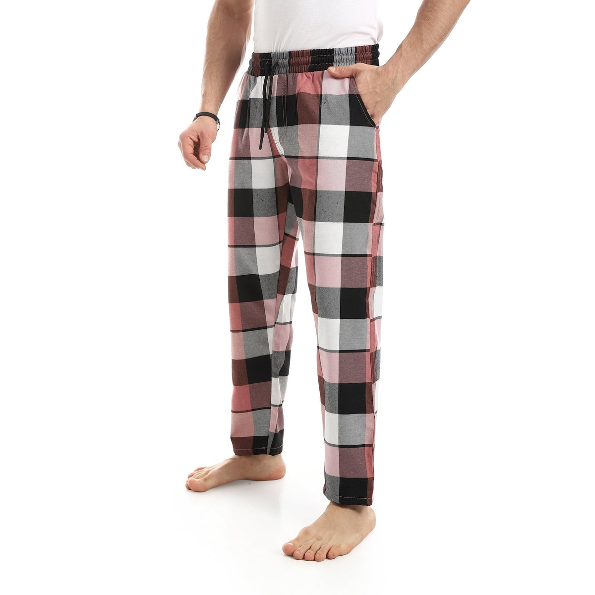 Men’s Classic Plaid Pajama Pants - Red Cotton