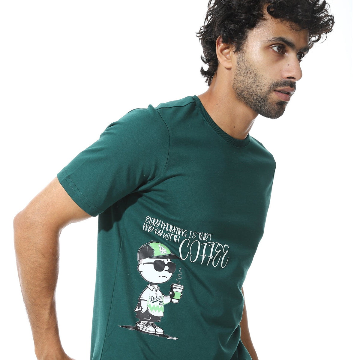 Men's Cotton Regular Fit T-Shirt- Green - Red Cotton