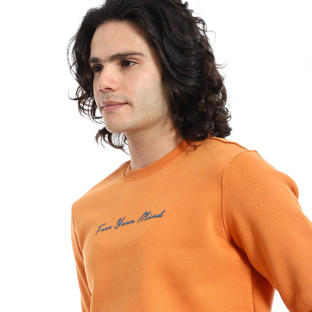 Men's Crewneck Sweatshirt - Style & Comfort Combined - Orange - Red Cotton