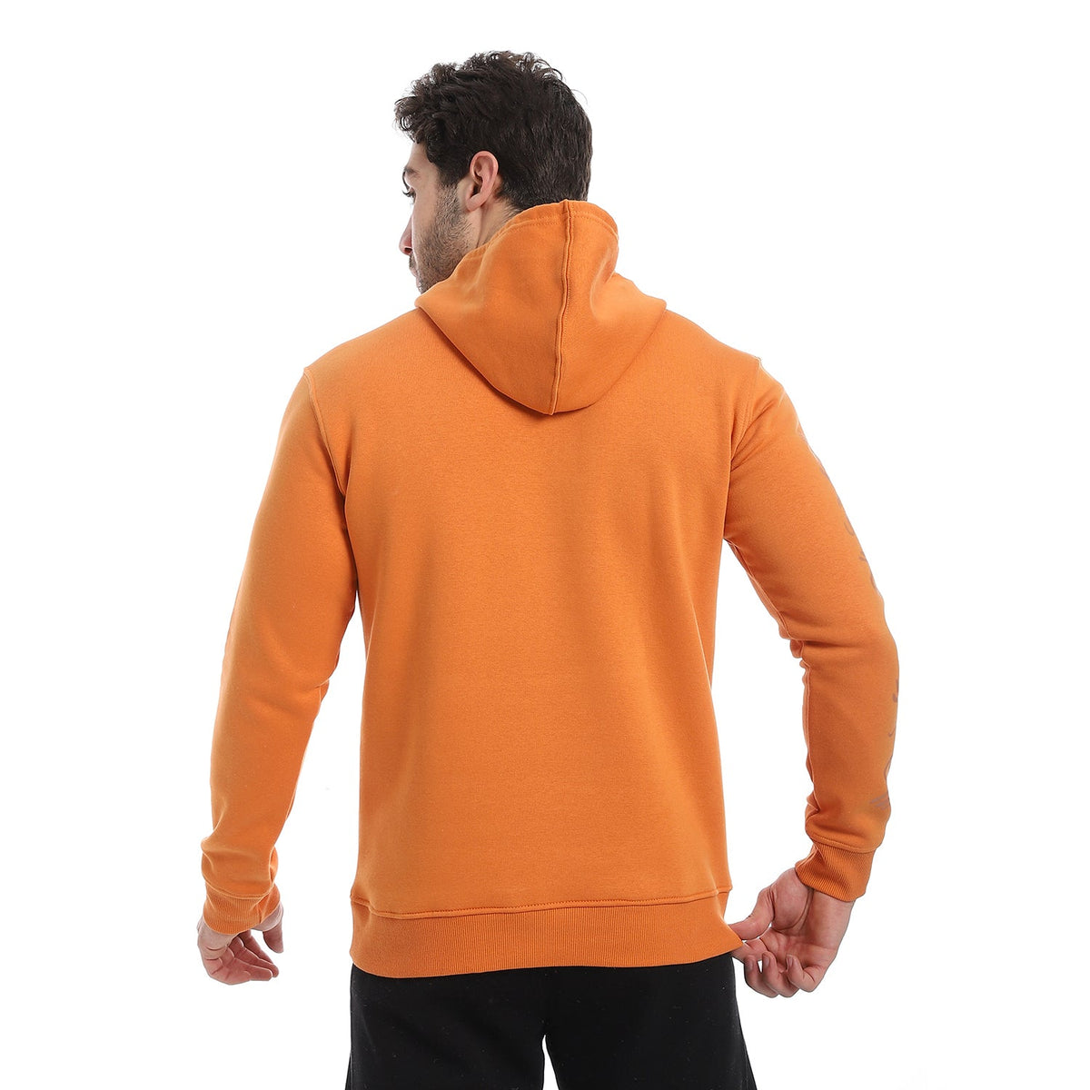 Men's Hoodie With Printed - Orange - Red Cotton