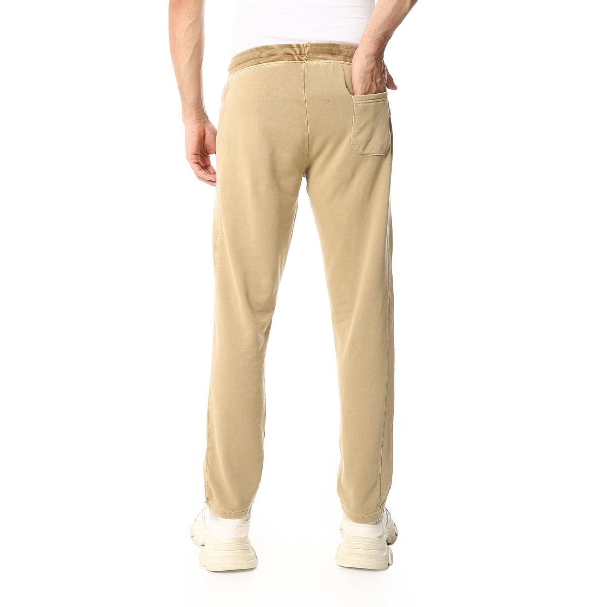 Men’s Light Beige Jogger Pants – Drawstring Waist | Casual Loungewear - Red Cotton