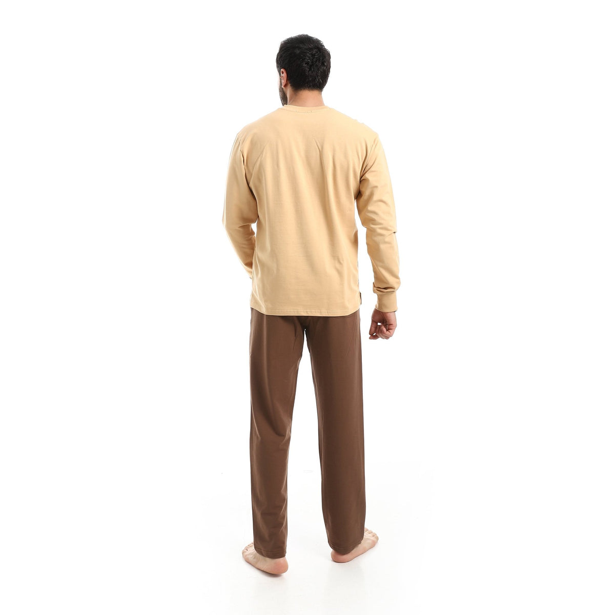 Men’s Long-Sleeve Graphic Pajama Set - Red Cotton