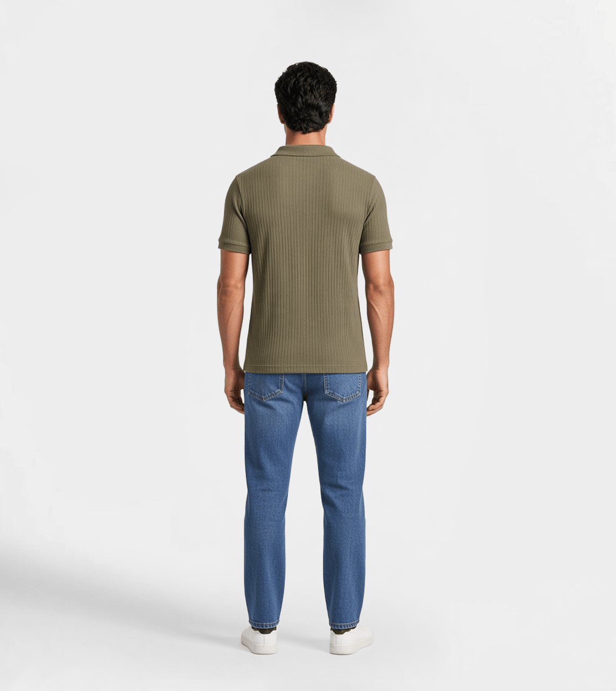 Men’s Olive Jacquard Polo T-Shirt - Red Cotton