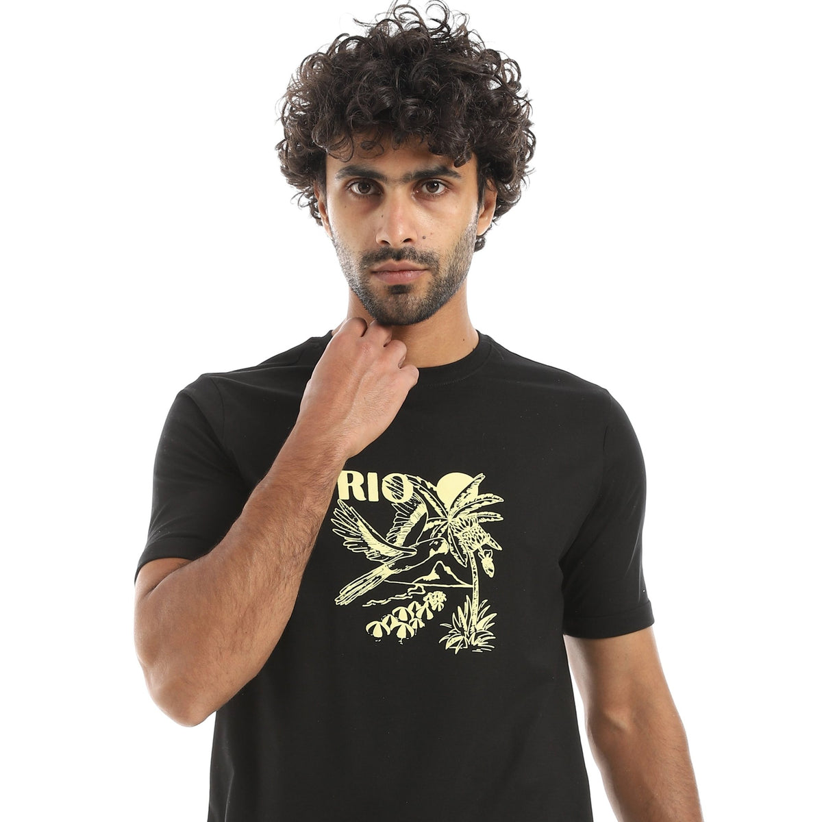 Men’s Pajama Set – Tropical Tee & Cotton Shorts - Red Cotton