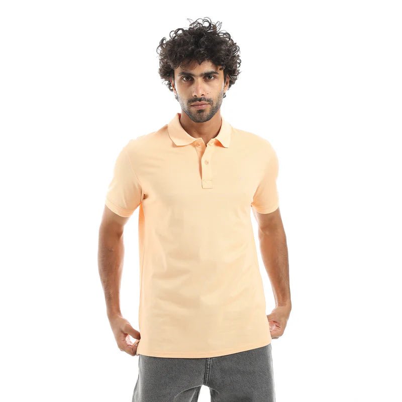Men’s Polo T-Shirt with “Red” Embroidery - Red Cotton