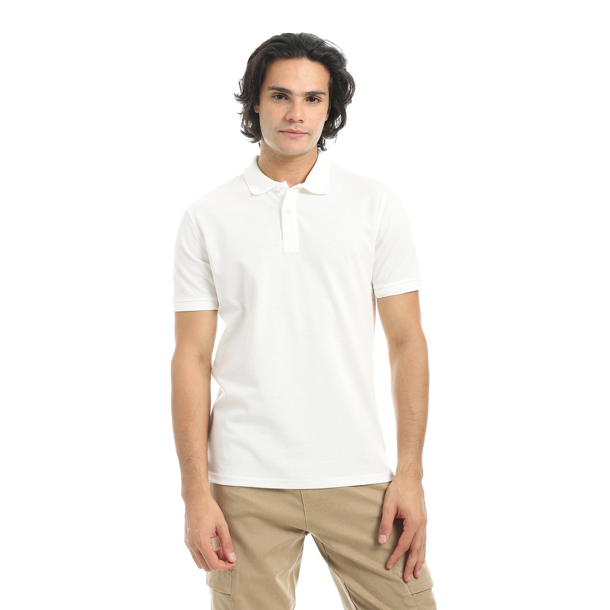 Men’s Polo T-Shirt with “Red” Embroidery - Red Cotton