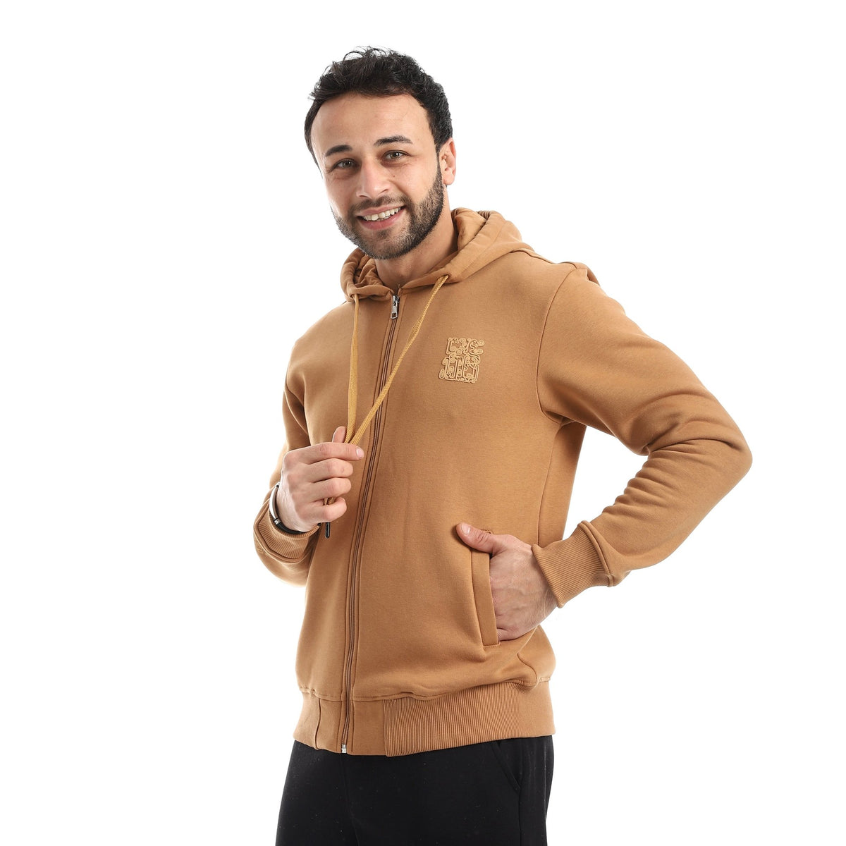 Men's Premium Full-Zip Hoodie - Red Cotton