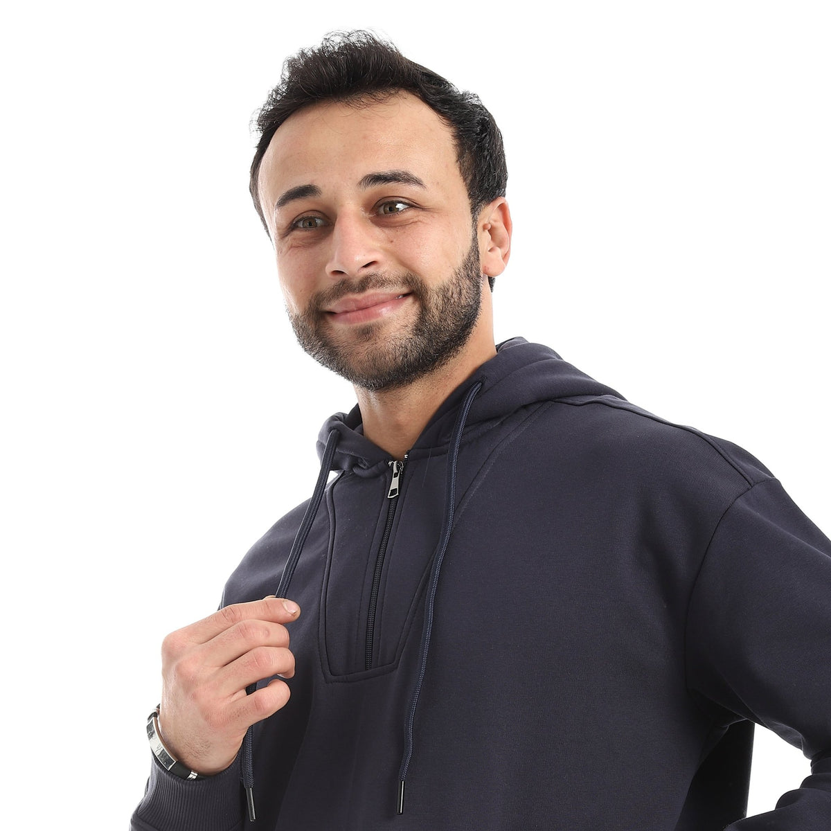 Men’s Premium Quarter-Zip Hoodie - Red Cotton