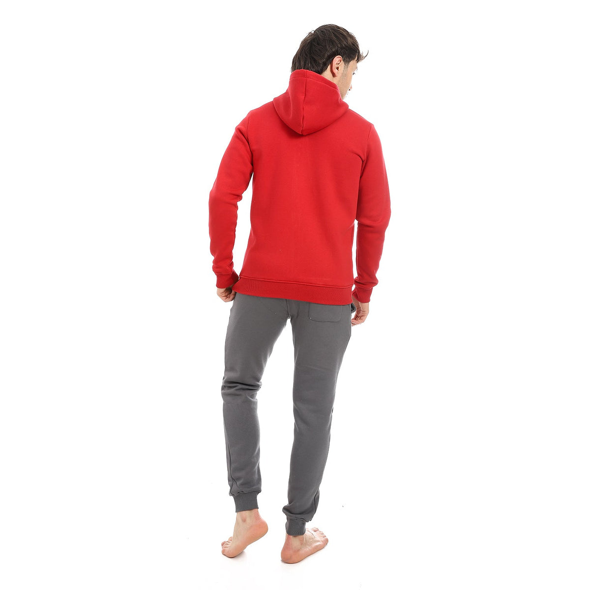 Men's Red Printed Winter Hoodie - Modern And Warm Loungewear - Red Cotton
