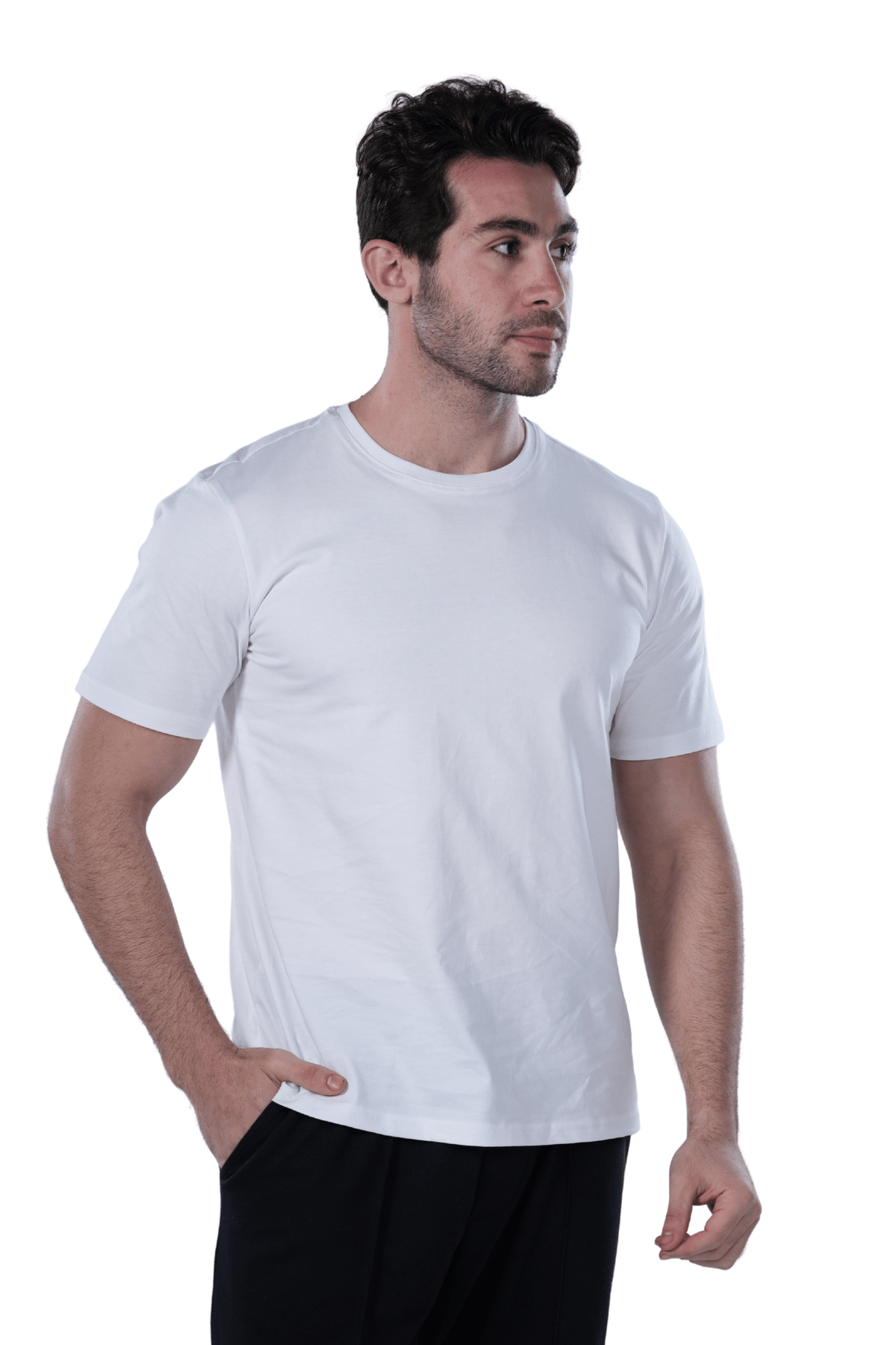 Men's Regular Fit Cotton T-Shirt - White - Red Cotton