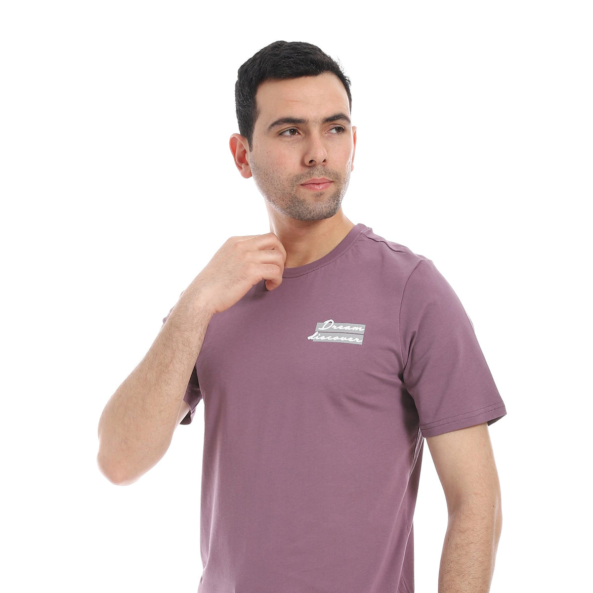 Men's Short Sleeve T-Shirt and Jogger Pajama Set - mauve - Red Cotton
