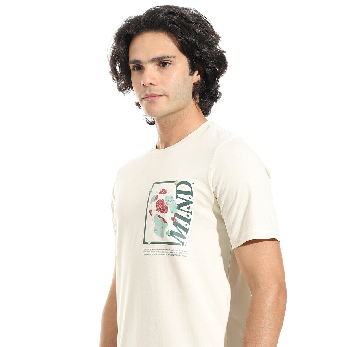 Men's Summer Pajama Set, Pantacourt & T-Shirt -Off white - Red Cotton