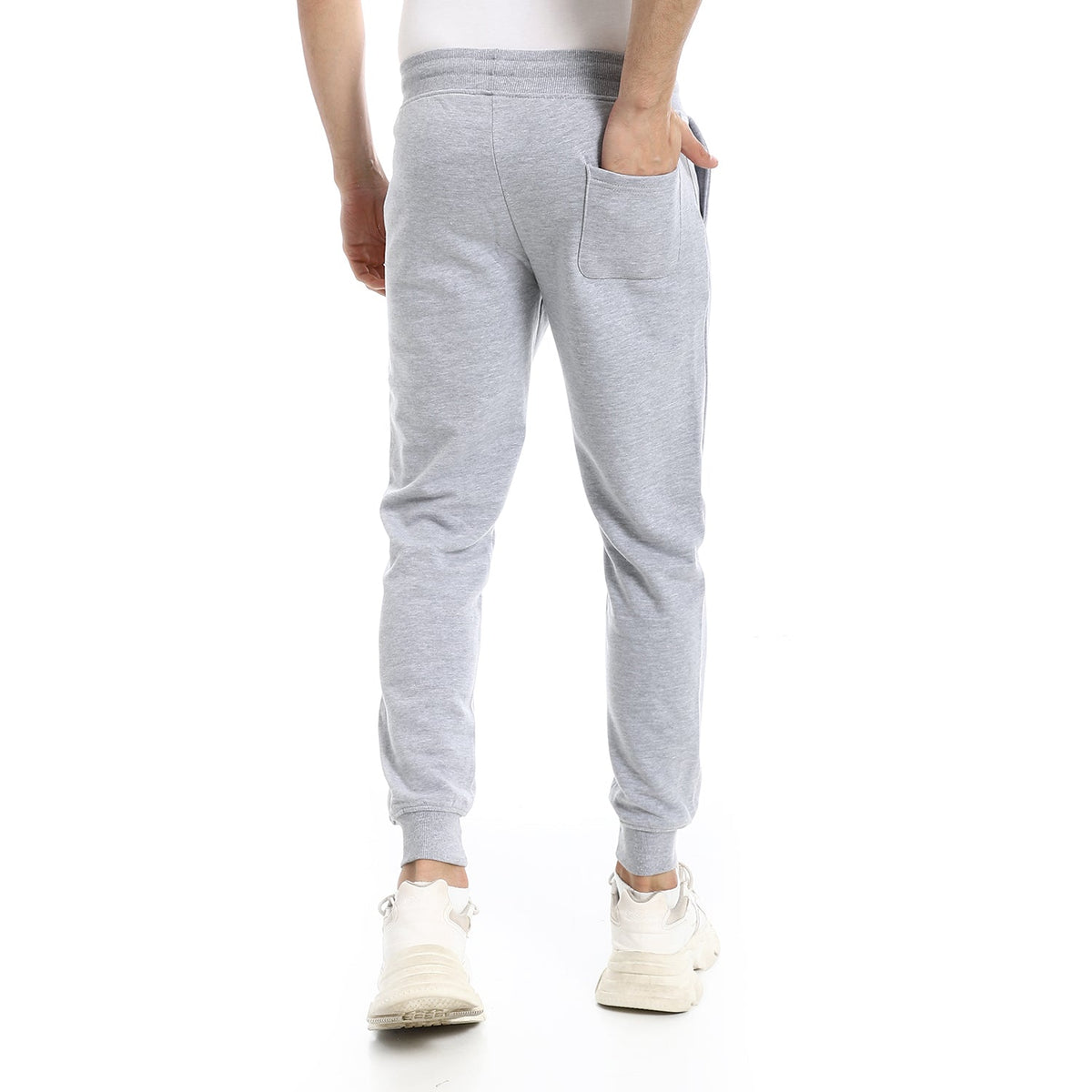 Men's Winter Sweatpants - Lite Grey - Red Cotton