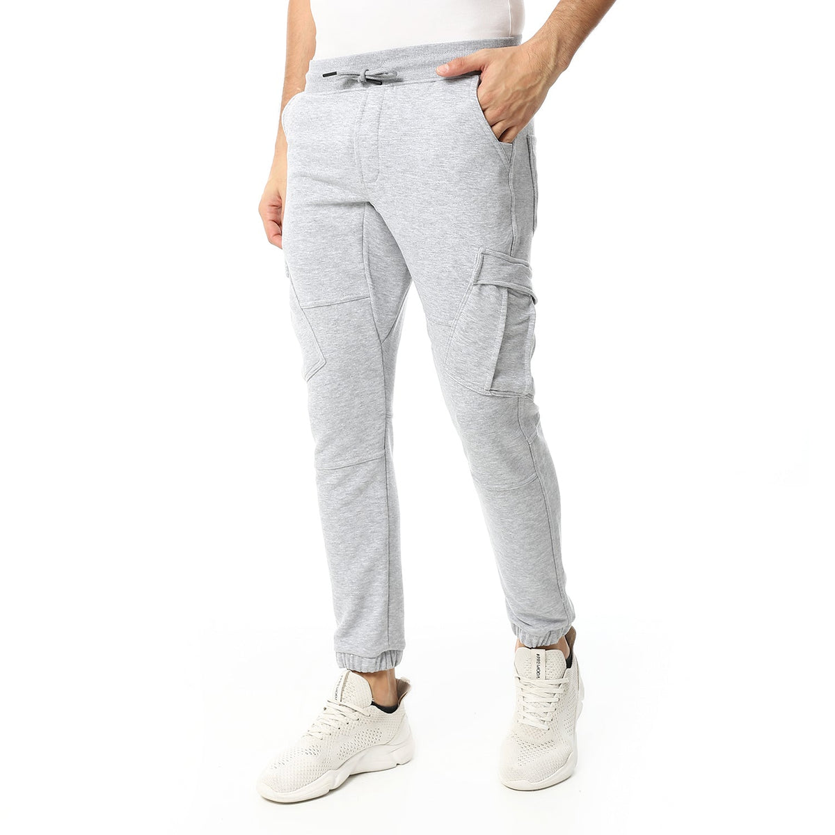 Plain Men's Sweatpants - Comfortable and Versatile Loungewear_ Grey - Red Cotton