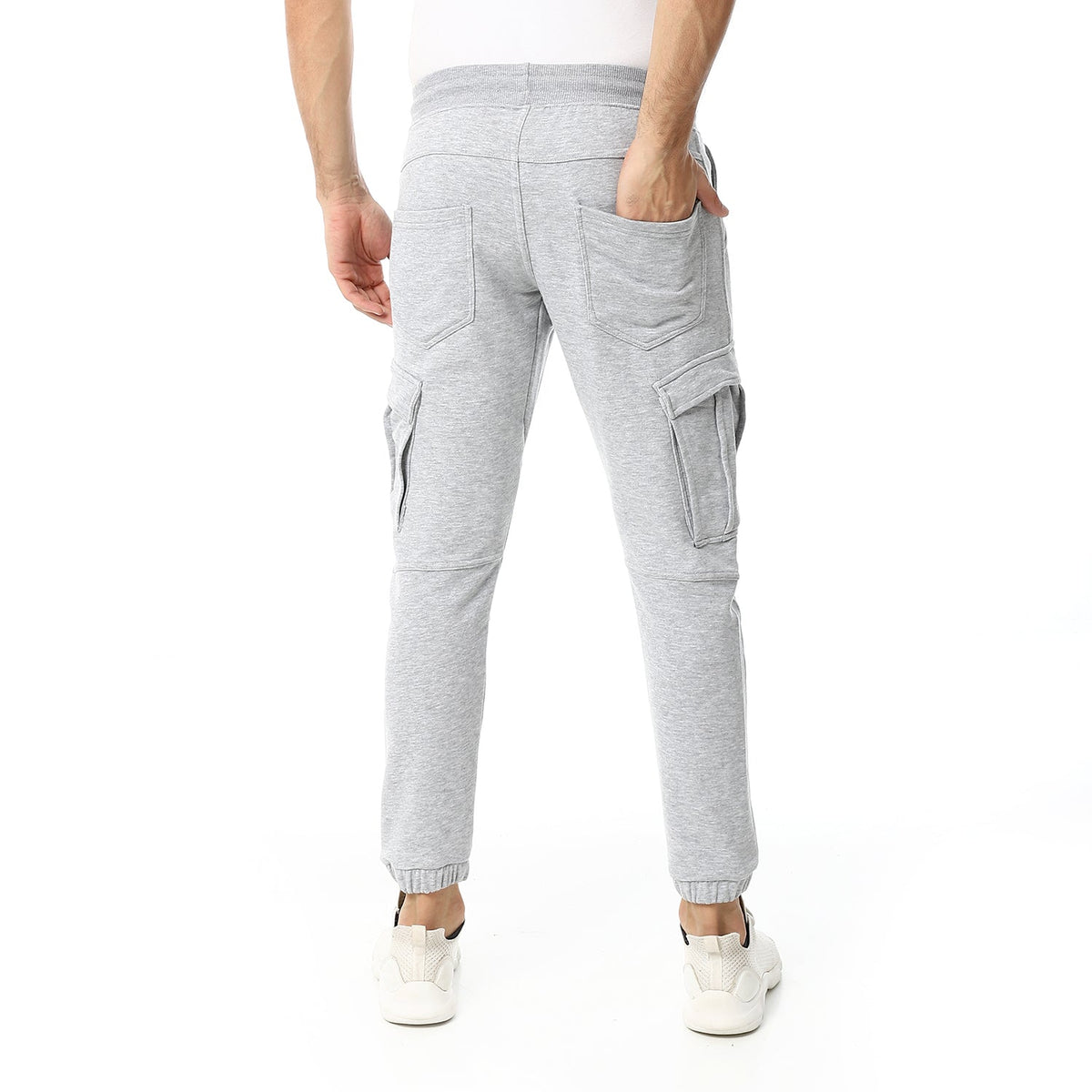Plain Men's Sweatpants - Comfortable and Versatile Loungewear_ Grey - Red Cotton