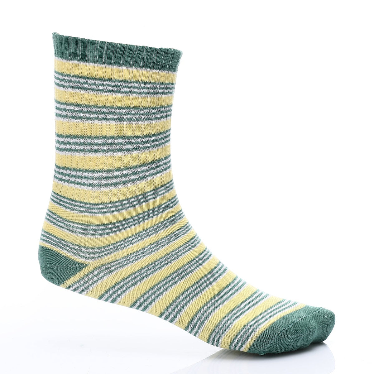 Premium Green Ribbed Socks: Soft & Durable - Red Cotton