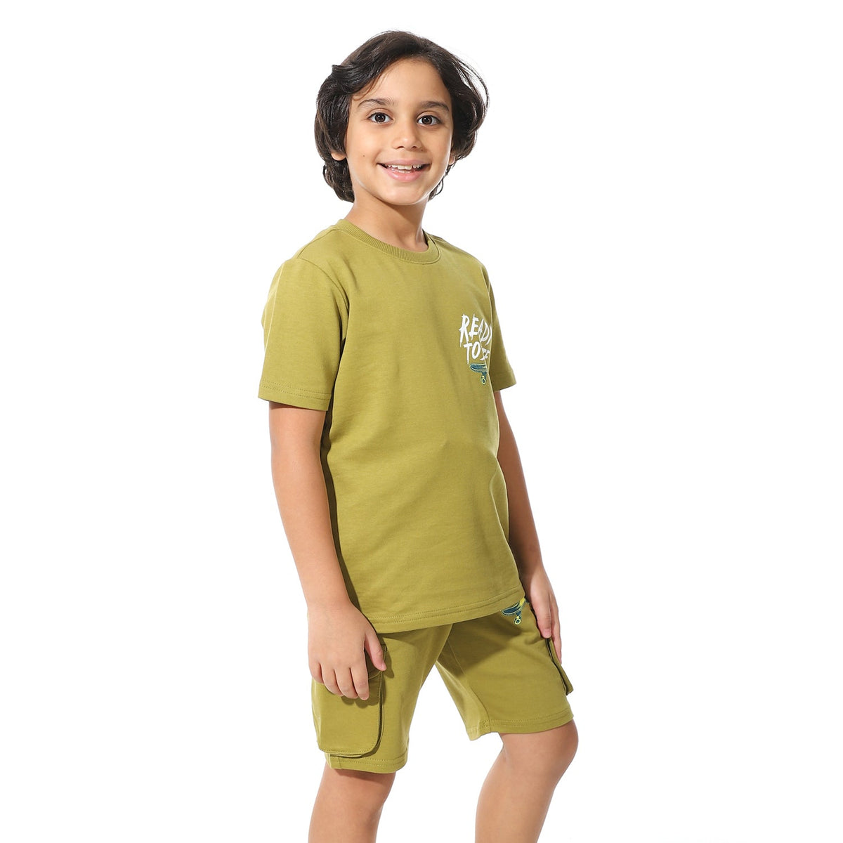 Printed Cargo Shorts Set for Boys – Summer Melton Vibes - Red Cotton