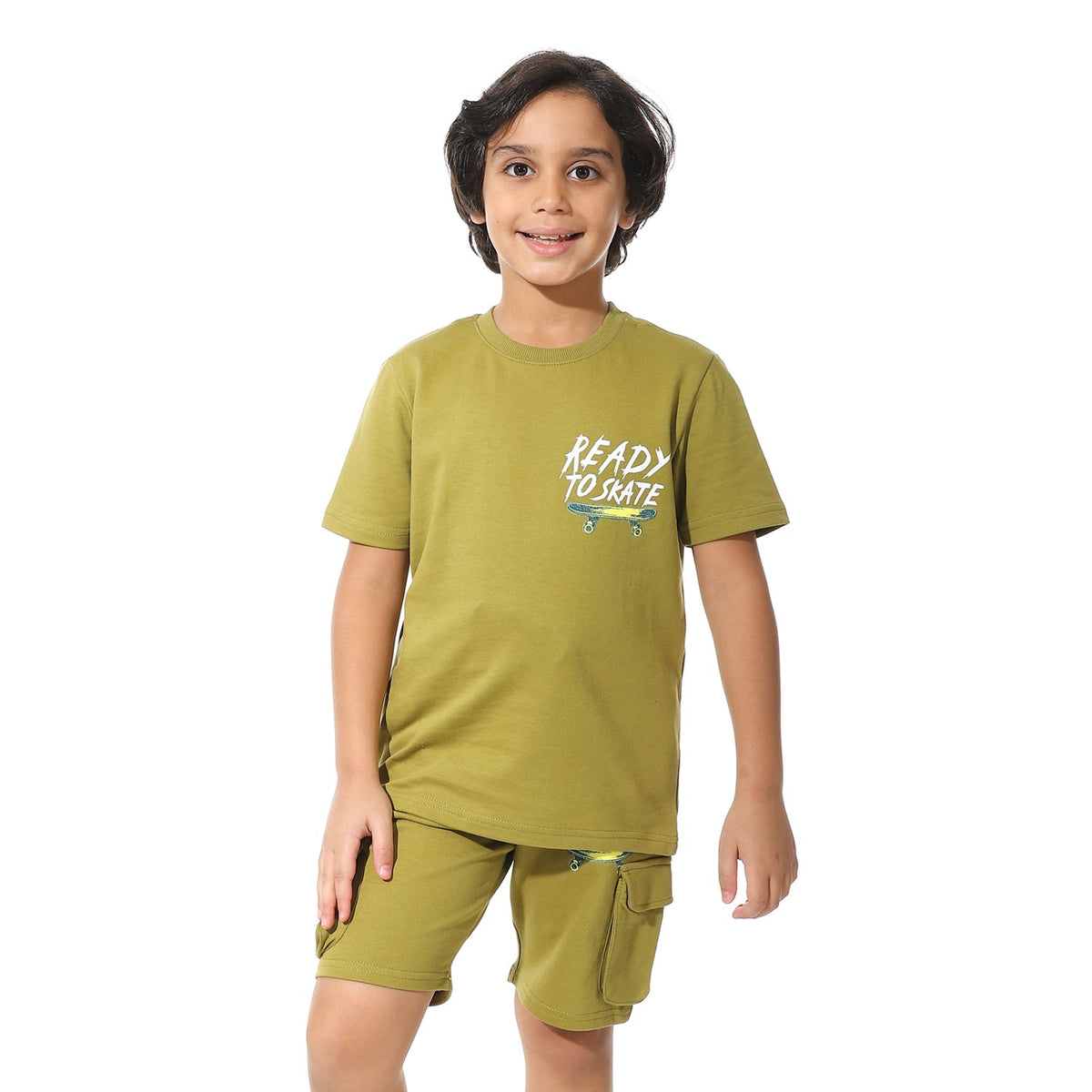 Printed Cargo Shorts Set for Boys – Summer Melton Vibes - Red Cotton