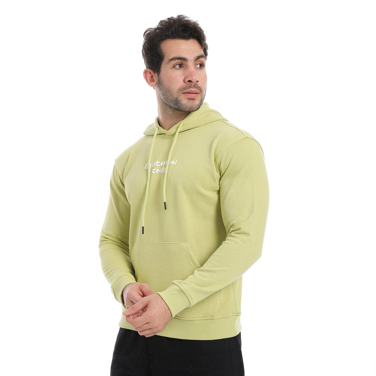 Red Cotton Hoodie With Printed - Lite Green - Red Cotton