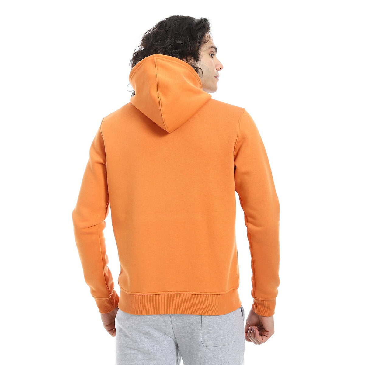 Red Cotton Hoodie With Printed - Orange - Red Cotton