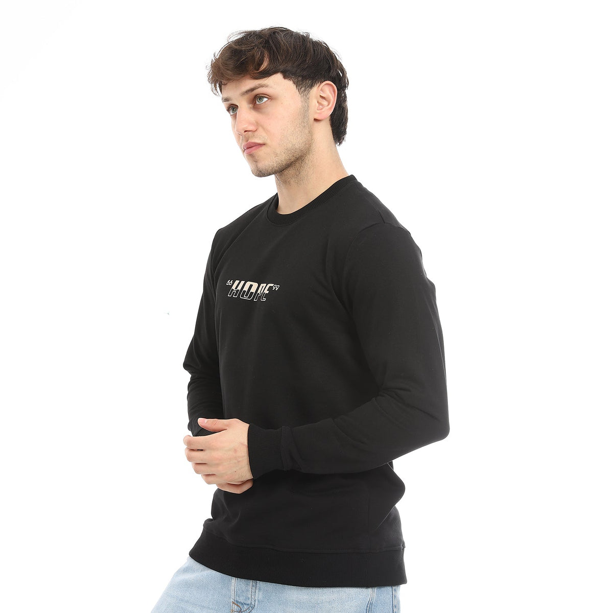 Red Cotton Sweatshirt With Printed- Black - Red Cotton