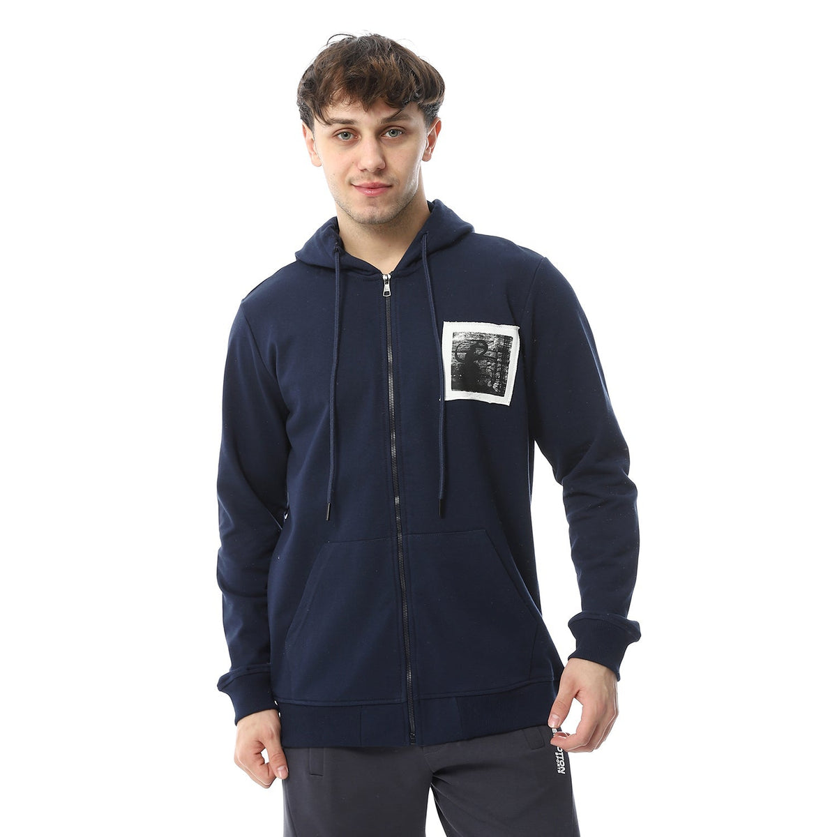 Red Cotton Sweatshirt With Printed - Navy - Red Cotton