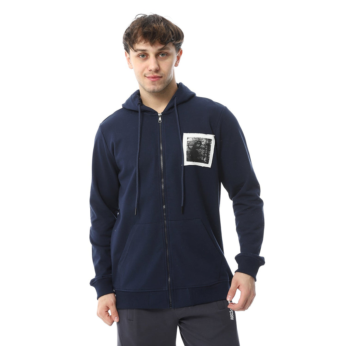 Red Cotton Sweatshirt With Printed - Navy - Red Cotton