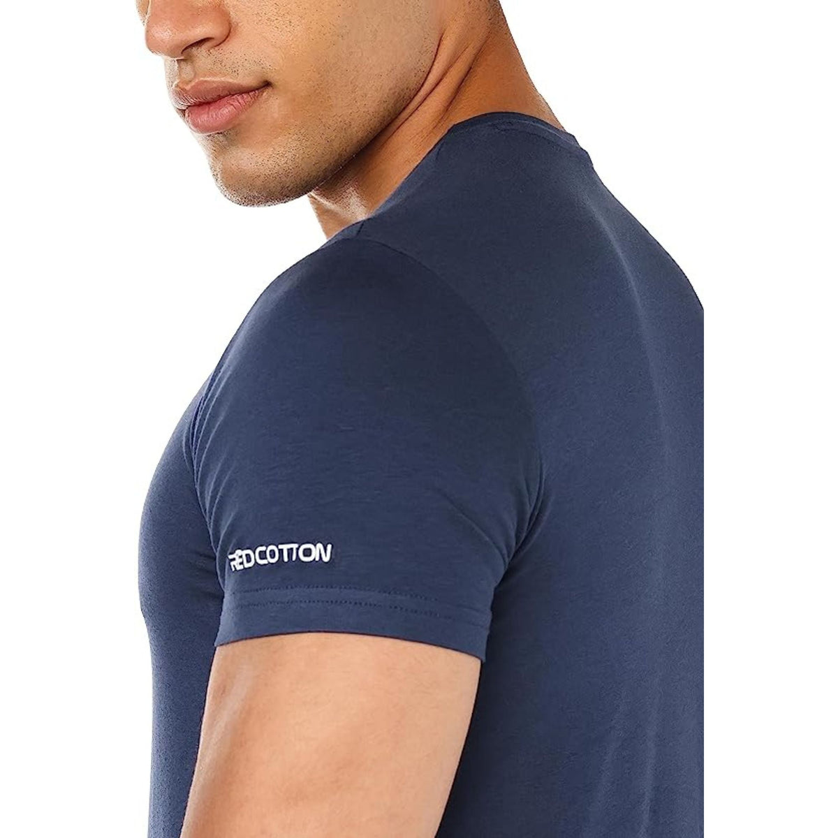 Short Sleeve Undershirt For Men Round Neck - Red Cotton