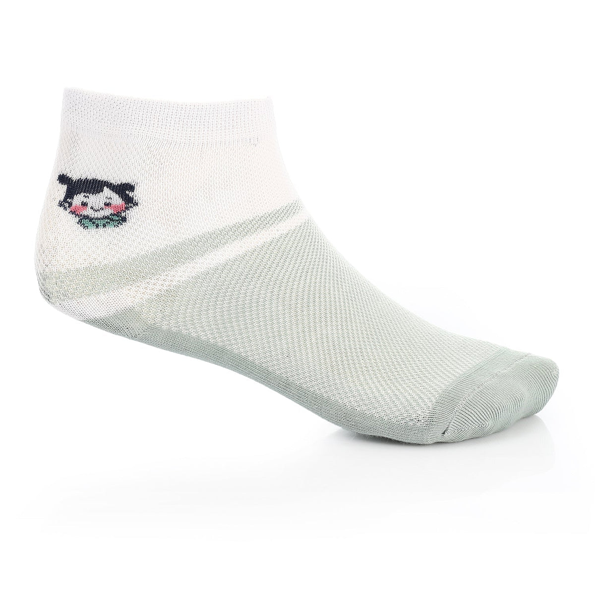Socks For Girl - Simple, Elegant - Mint & White - Red Cotton