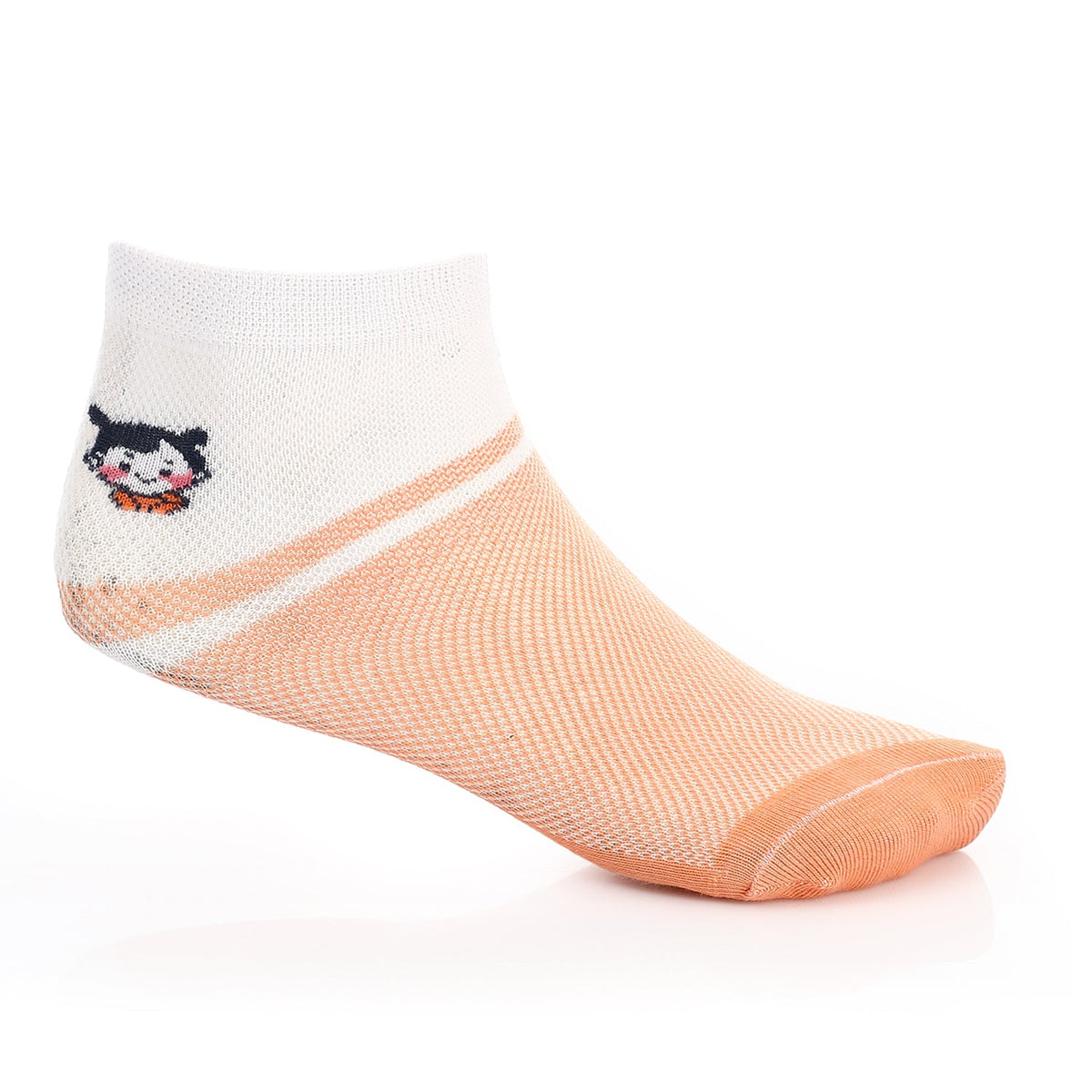 Socks For Girl - Simple, Elegant - Orange & White - Red Cotton