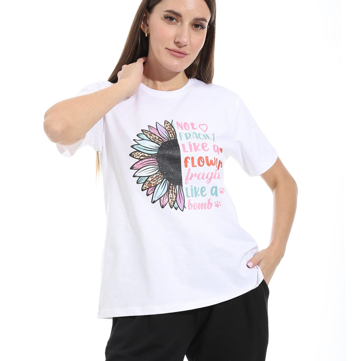 Soft Cotton Women's Activewear Set - Off White - Red Cotton
