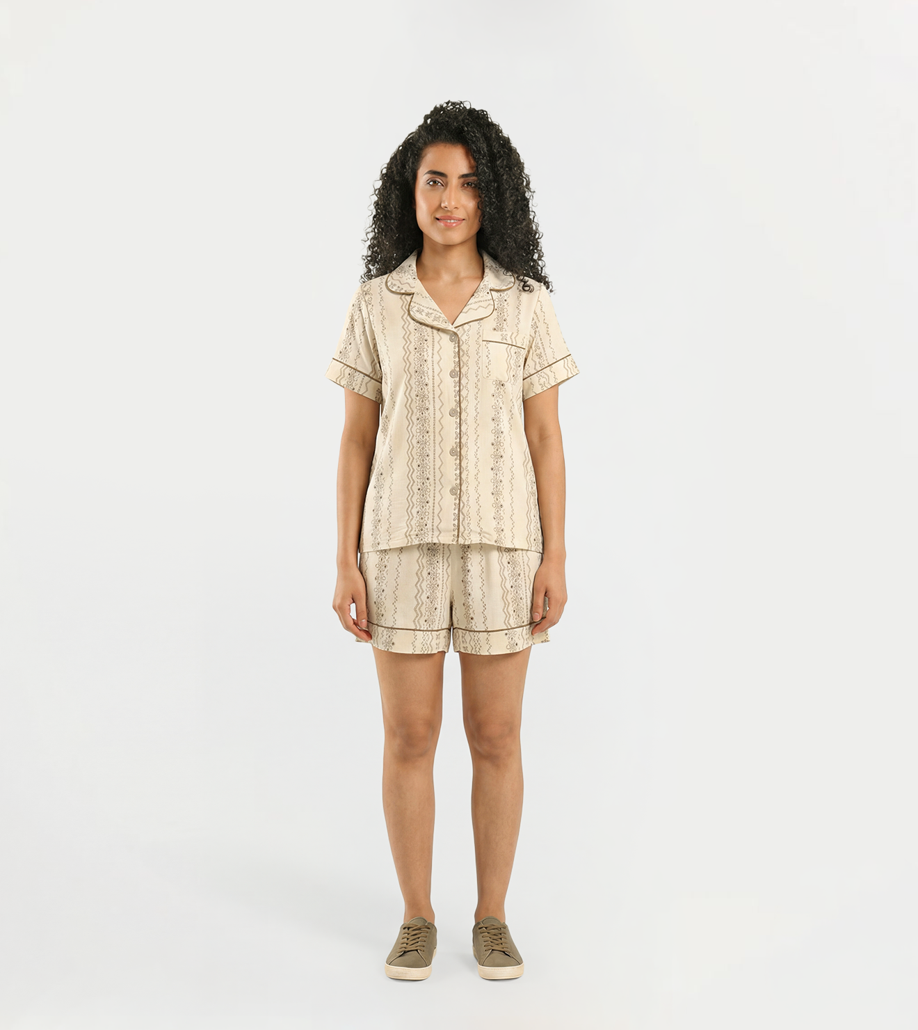 Women short-sleeved pajama set with shorts