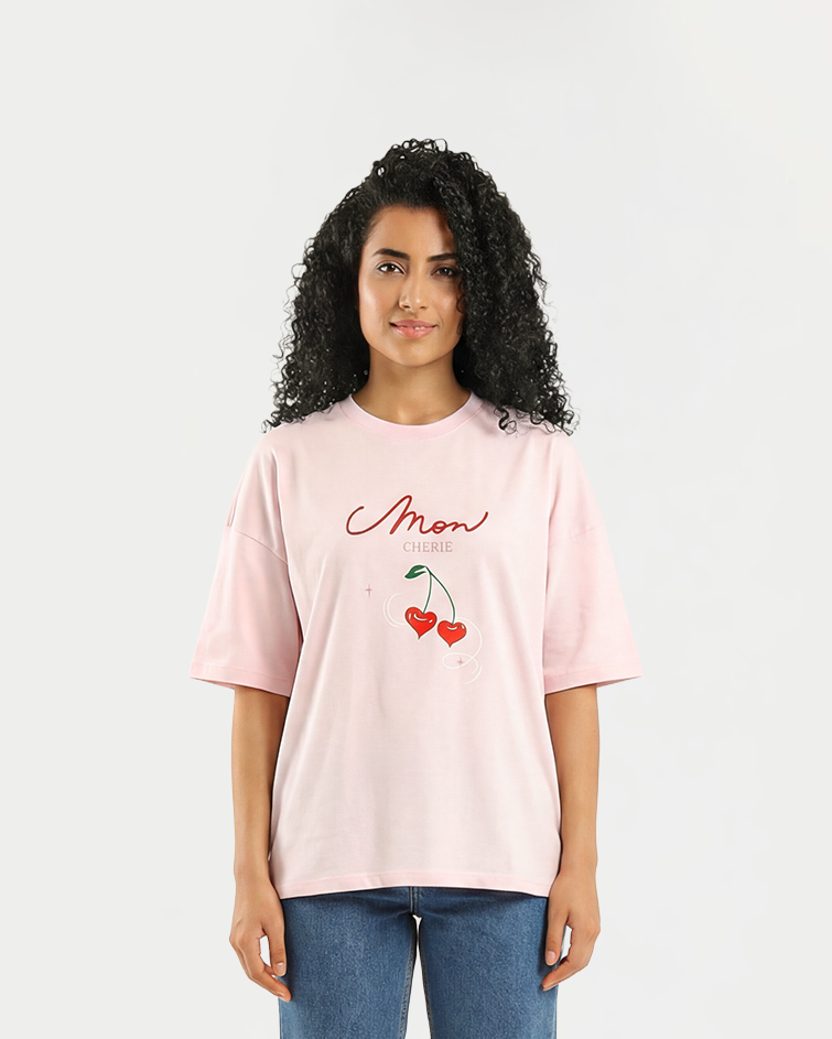 Women "Mon Cherie" Oversized Graphic Tee