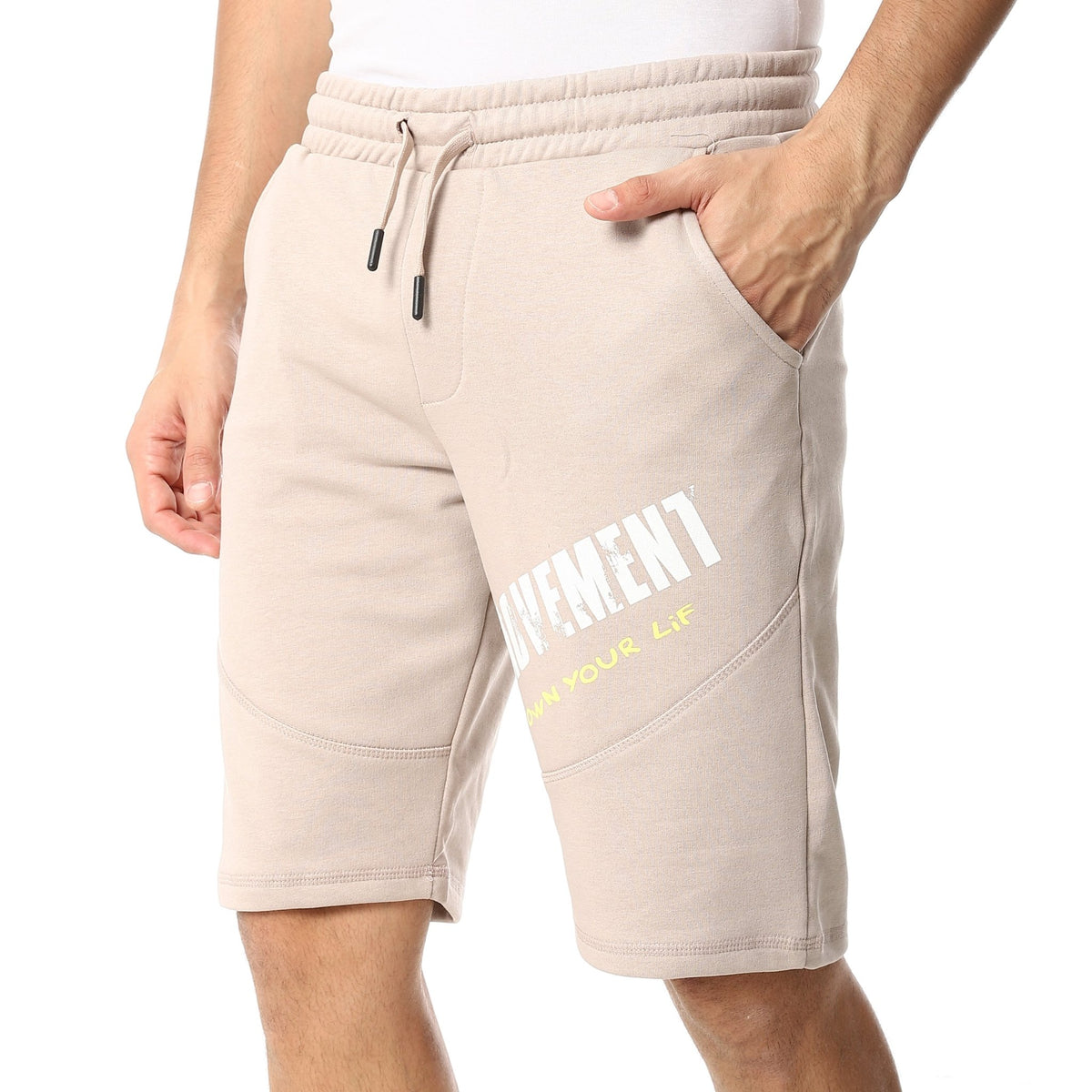 Stylish Printed Men's Shorts Beige- Comfortable and Trendy - Red Cotton