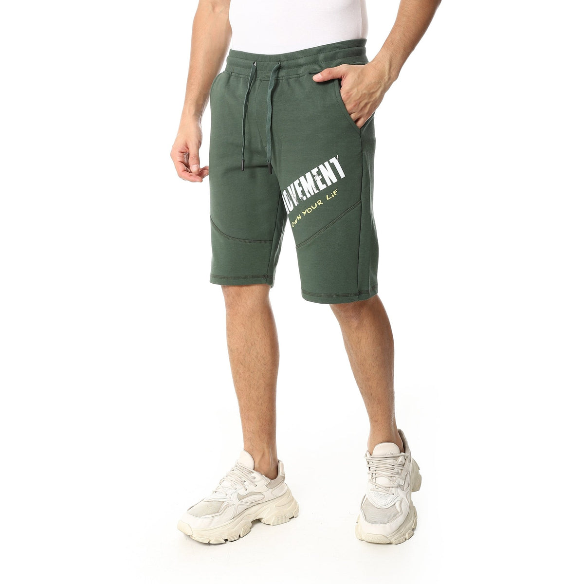 Stylish Printed Men's Shorts Olive - Comfortable and Trendy - Red Cotton