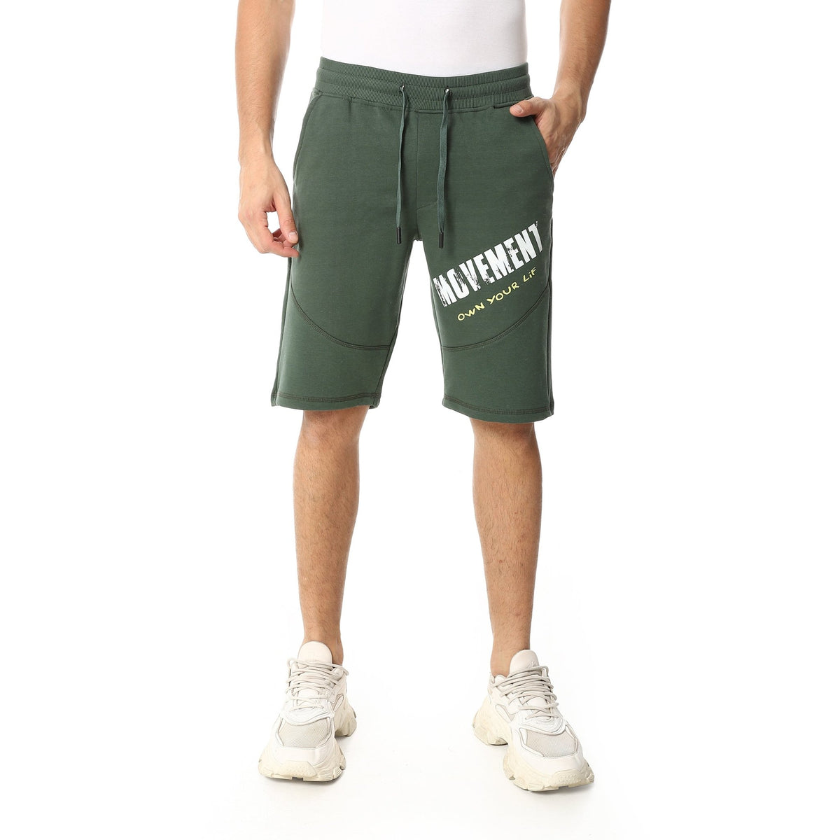 Stylish Printed Men's Shorts Olive - Comfortable and Trendy - Red Cotton