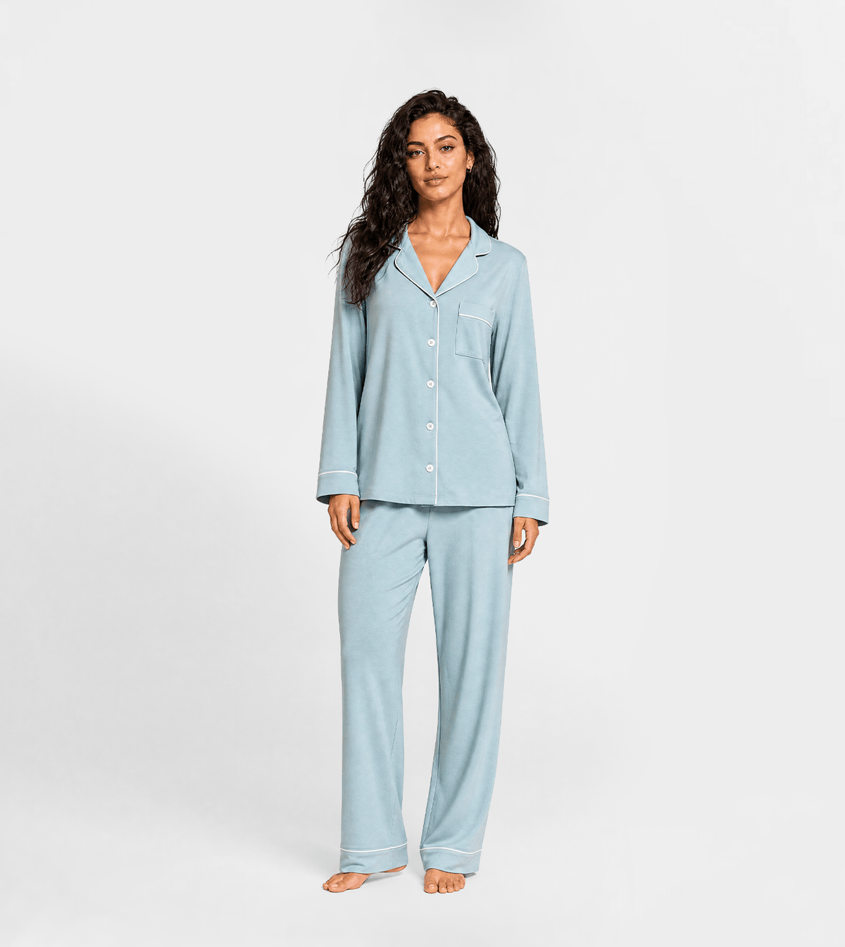 Women Classic Pajama Set - Red Cotton