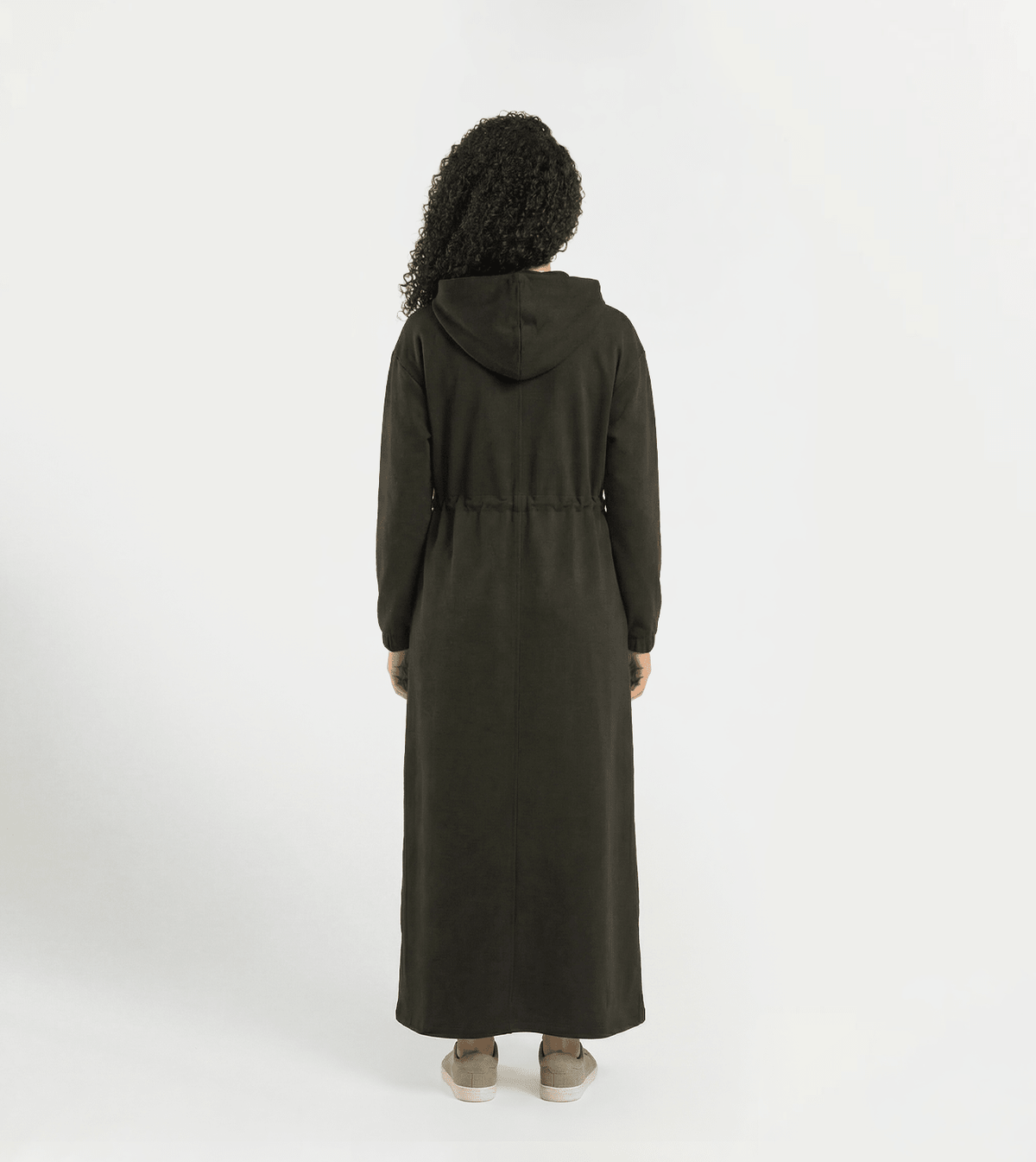 Women Hooded Maxi Abaya Coat - Red Cotton