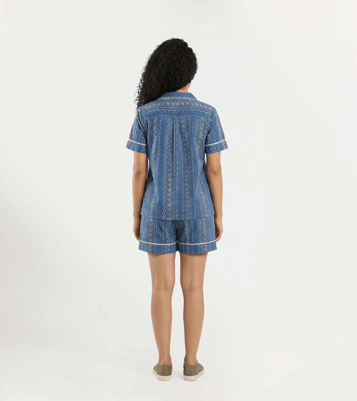 Women short-sleeved pajama set with shorts - Red Cotton