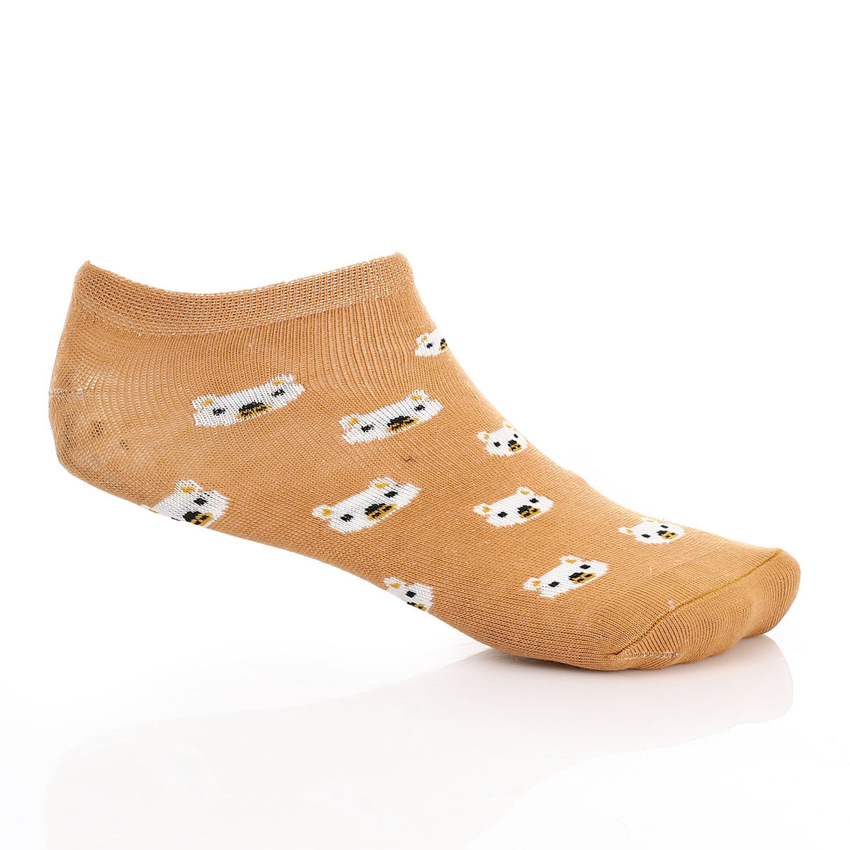 Women Socket Socks with Printed - Cacao - Red Cotton