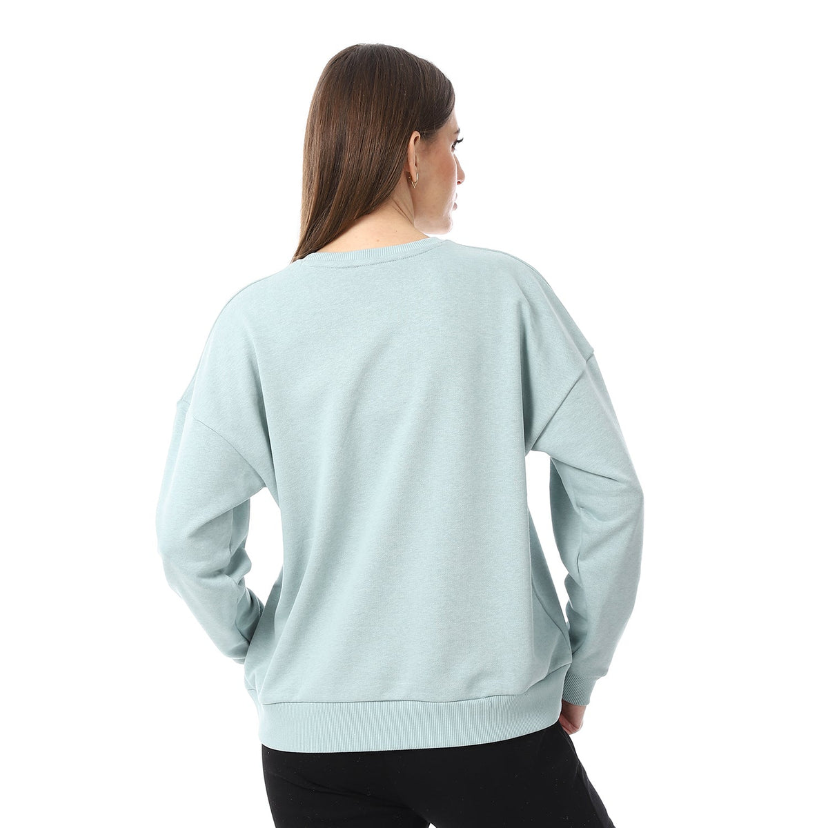 Women Sweatshirt With Prints - Mint - Red Cotton