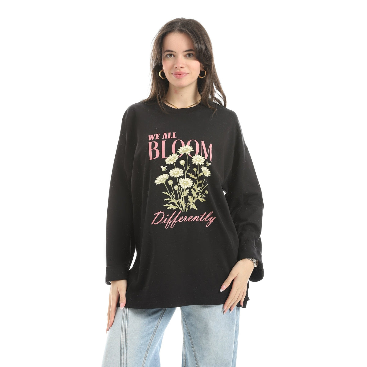 Women The Flowers T-Shirt Red Cotton - Red Cotton
